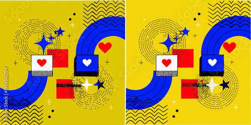 Abstract geometric pattern with repeating shapes and subtle differences