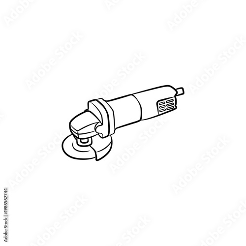 Electric angle grinder power tool line art