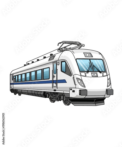 modern electric commuter train at station vector illustration