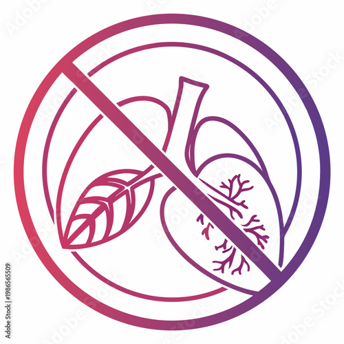 Lungs prohibition symbol isolated on white.