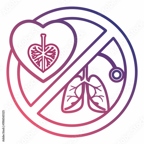 No medical heart and lungs symbol isolated.