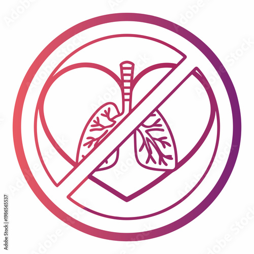 No lungs symbol isolated on white background.