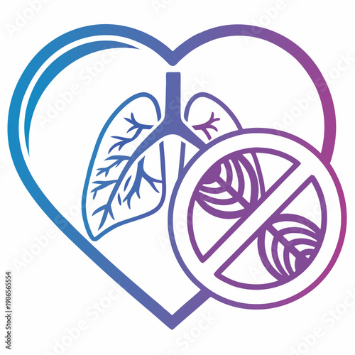 Heart and lungs graphic with no smoking element.