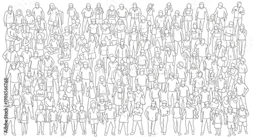 Abstract crowd of people illustration for social themes.