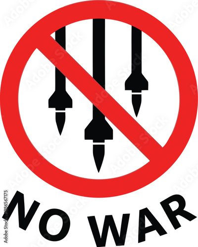 No War Symbol with Prohibited Missiles Icon Design for Peace Protest and Political Activism Graphics