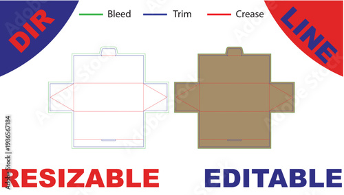 Diagram of packaging showing bleed, trim, and crease lines