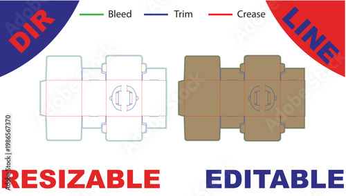 Diagram of paper folding layout with bleed, trim, and crease lines