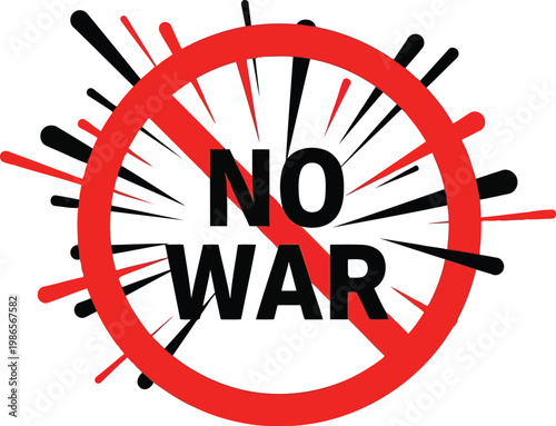 No war sign with red prohibition circle on white background vector protest peace symbol illustration