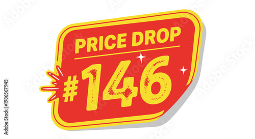 Price Drop Sale Sign with Number 146 - Retail Marketing and Discount Concept