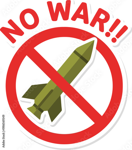 No War Sign With Missile Inside Red Prohibition Circle Vector Illustration For Peace Protest Campaign