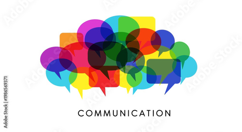 Colorful overlapping speech bubbles representing the concept of communication and ideas sharing