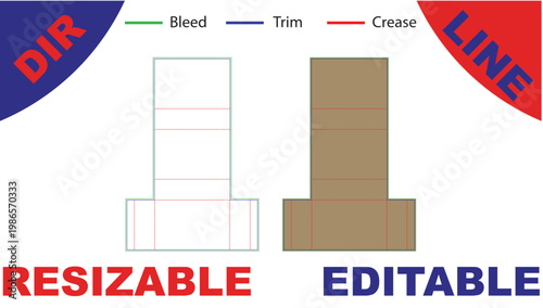 Layout diagram showing bleed, trim, and crease lines for printing