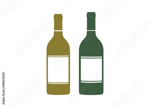 Mockup of a wine bottle set complete with a label. 3D vector icon. Cartoon minimalistic style.