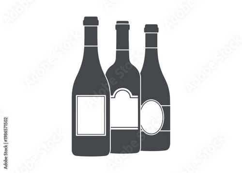 Mockup of a wine bottle set featuring a label. 3D vector graphic. Cartoonish minimalistic design.

