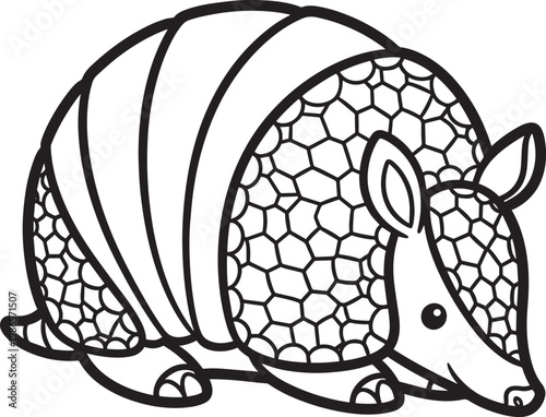 cute cartoon armadillo walking flat design vector illustration