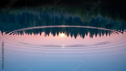 水面に映る森のイメージ