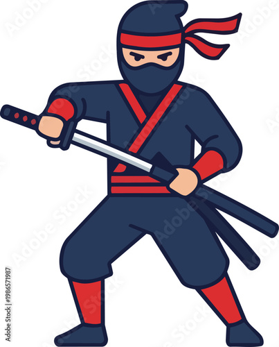 Ninja Warrior with Dual Swords in Action.