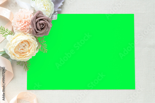 Floral frame with green card, suitable as mockup