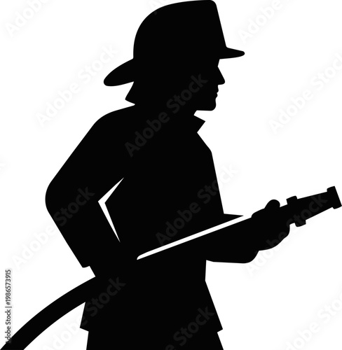 Silhouette musician wearing hat playing guitar.