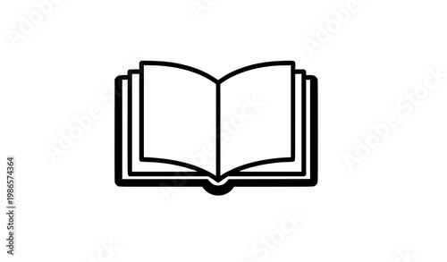 Open Book Icon Simple Black Education Vector Illustration