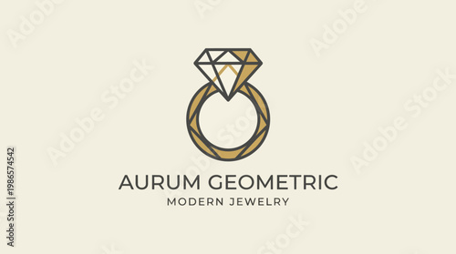 Geometric Diamond Ring Jewelry Logo.