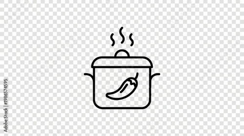 Cooking pot with pepper icon illustration.