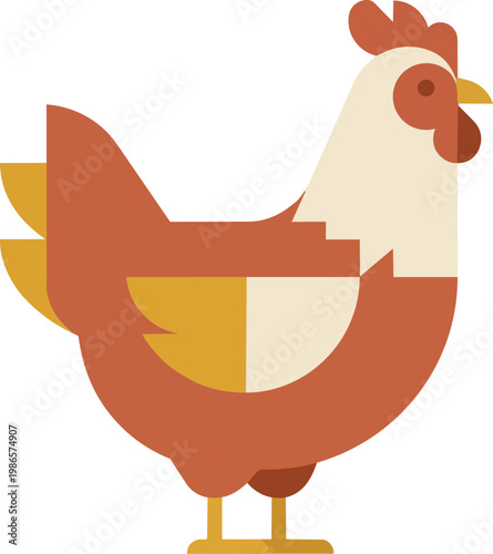 Cartoon chicken illustration friendly farm bird.