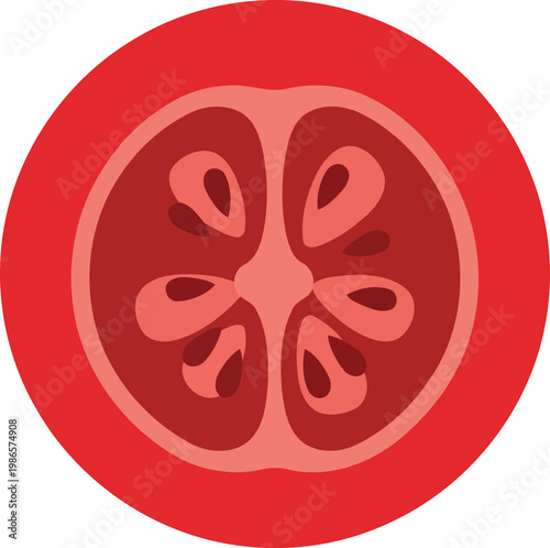 Red citrus fruit cross section slice