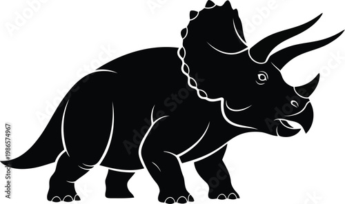 black silhouette of a triceratops dinosaur