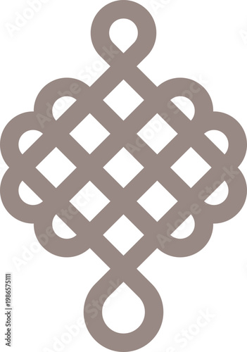 Korean Traditional Knot Ornament Vector Icon Set, Minimalist Line Art Symbols for Design