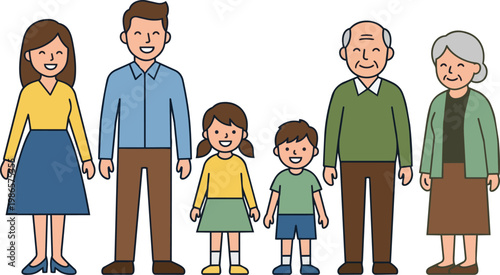 Multigenerational family portrait with parents children grandparents.