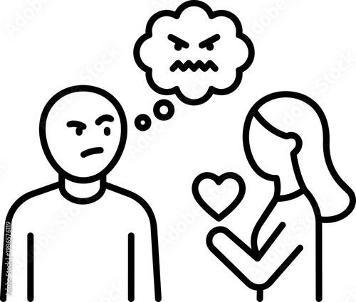 Couple Portrait Showcasing Love And Conflict.