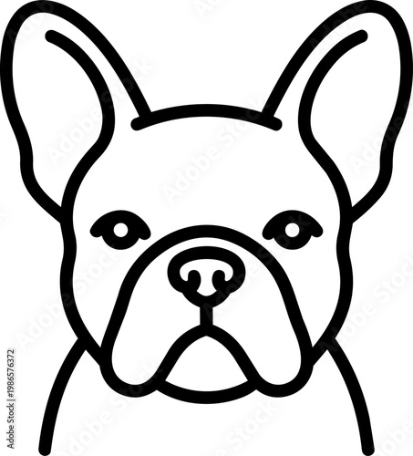 Dog Bulldog Face Lineart Illustration.