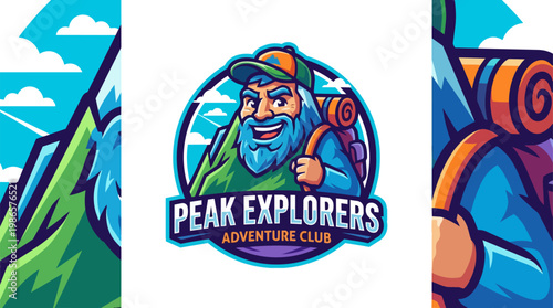 Peak Explorers Adventure Logo Character Illustration.