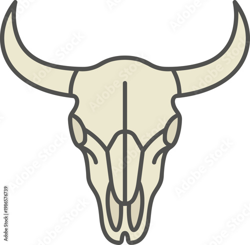 Bull Skull Illustration with Horns.