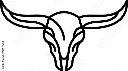 bull skull line art illustration black white.
