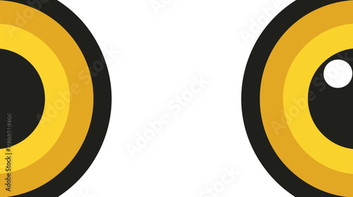 Two Cartoon Eyes Close Up Yellow Graphic.