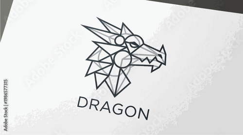 Geometric Dragon Head Logo Illustration.
