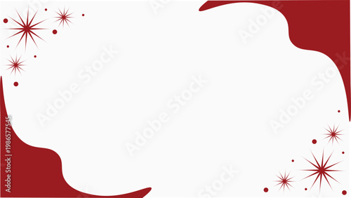 Abstract decorative festive frame with red starburst patterned borders and clean white center, elegant celebratory geometric layout