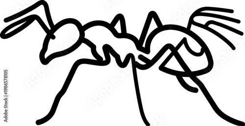 Ants Crawling On Tree Branch Illustration.