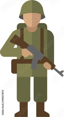 Stylized Soldier With Rifle Illustration.