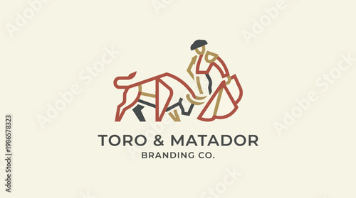 Bull and Matador Branding Logo Illustration.