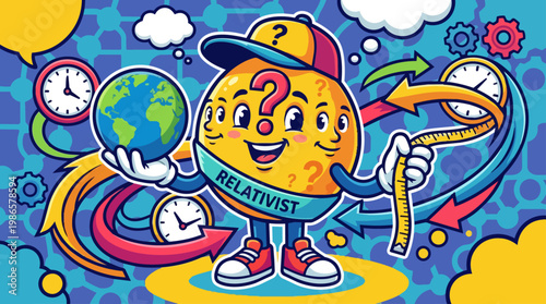 Cartoon globe mascot exploring world curiosity.
