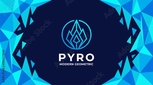 Pyro geometric blue logo emblem design.