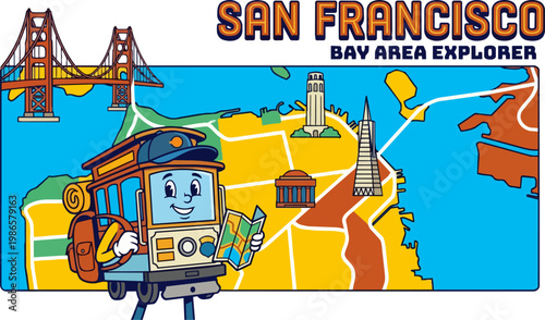 San Francisco Bay Area Explorer Cartoon Train.