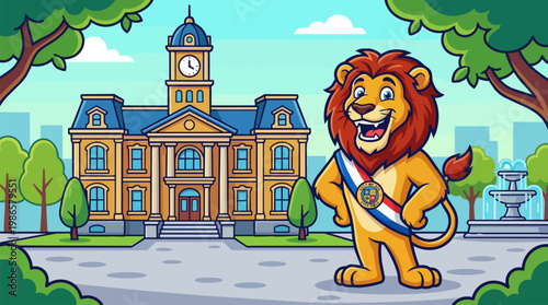 Cartoon Lion Mascot Character Illustration.