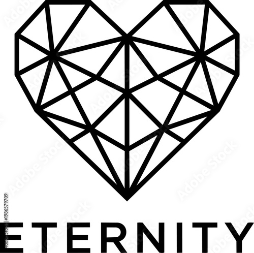 Geometric Heart Faceted Design Illustration.