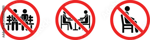 No eating at tables prohibition sign