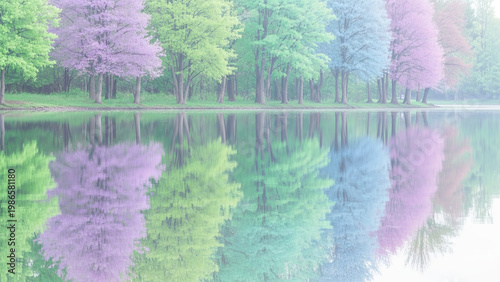 水面に映る森のイメージ