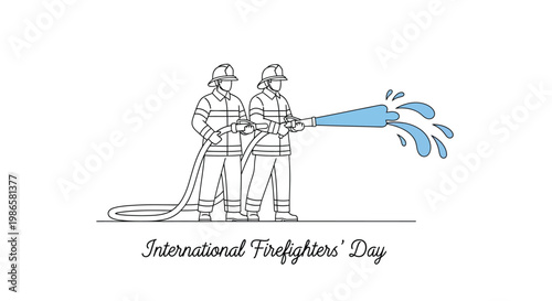 Firefighters extinguish a blaze celebrating international firefighters day